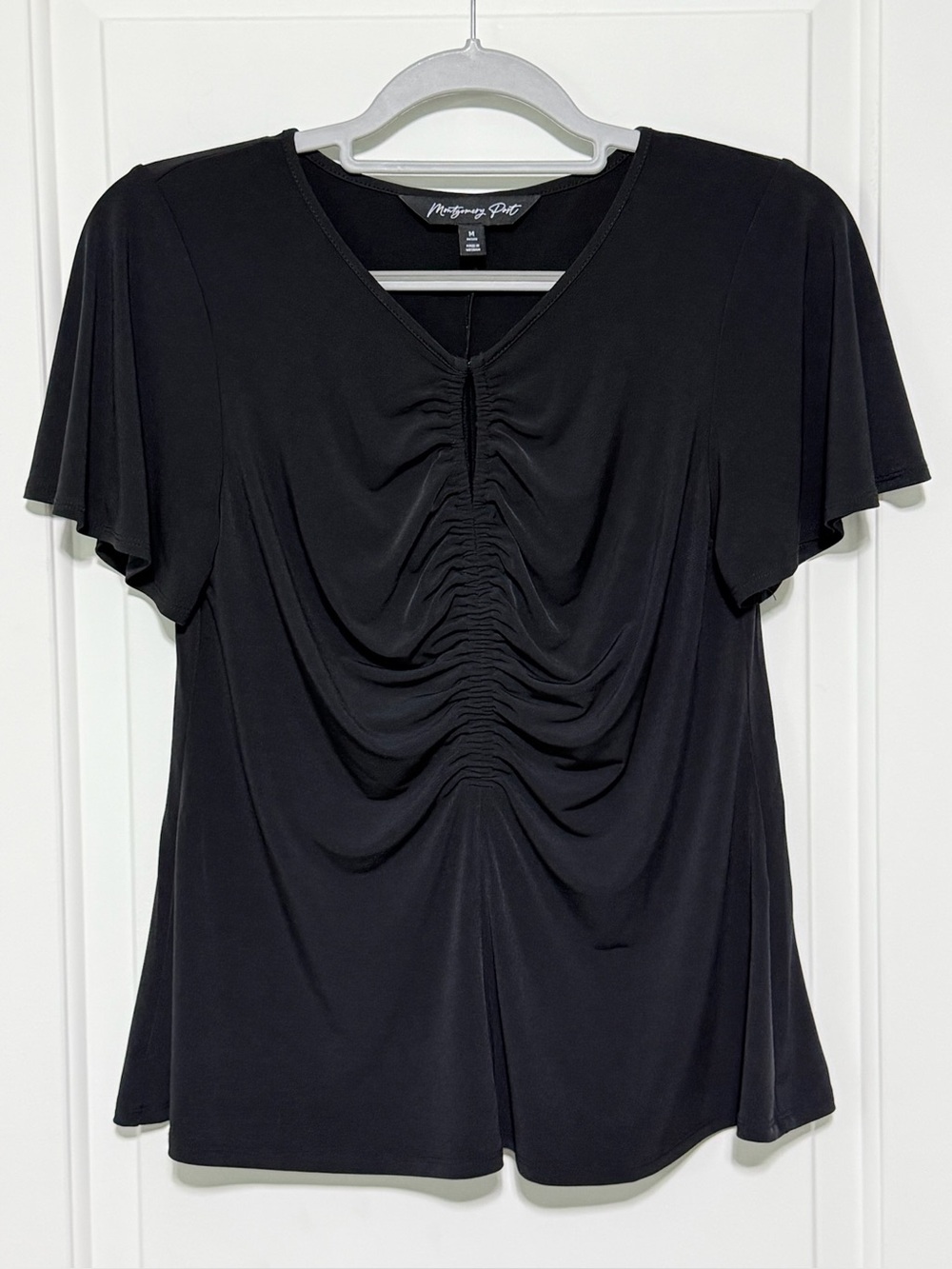 NWOT Montgomery Post Loretta Cinched Front Peplum Knit Top